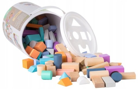 Drewniane klocki 100 szt wiaderko + sorter ECOTOYS Drewniane klocki 100 szt wiaderko + sorter ECOTOYS