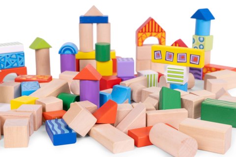Drewniane klocki dla dzieci 100 szt. sorter wiaderko ECOTOYS Drewniane klocki dla dzieci 100 szt. sorter wiaderko ECOTOYS