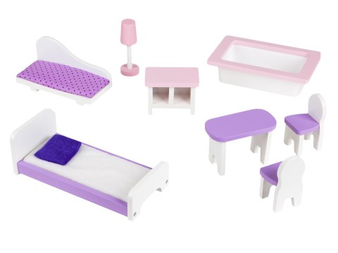 Drewniany domek dla lalek + mebelki wysoka rezydencja Jagodowa ECOTOYS Drewniany domek dla lalek + mebelki wysoka rezydencja Jagodowa ECOTOYS