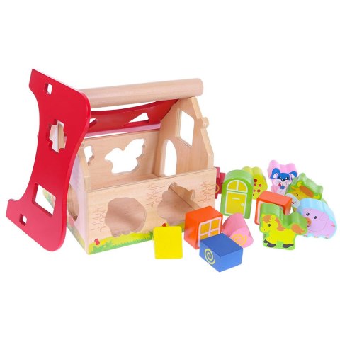 Drewniany domek, farma sorter z klockami ECOTOYS Drewniany domek, farma sorter z klockami ECOTOYS