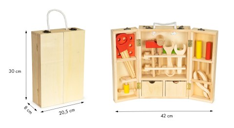 Drewniane narzędzia w skrzynce warsztat zestaw XXL ECOTOYS Drewniane narzędzia w skrzynce warsztat zestaw XXL ECOTOYS