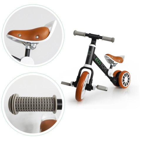 Rower rowerek biegowy jeździk z pedałami 2w1 czarny ECOTOYS Rower rowerek biegowy jeździk z pedałami 2w1 czarny ECOTOYS