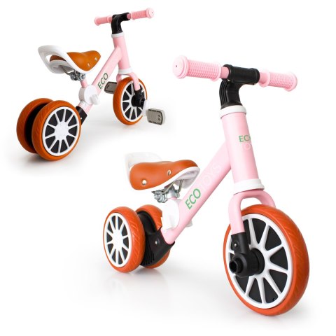 Rower rowerek trójkołowy biegowy z pedałami 2w1 Różowy ECOTOYS Rower rowerek trójkołowy biegowy z pedałami 2w1 Różowy ECOTOYS