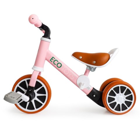 Rower rowerek trójkołowy biegowy z pedałami 2w1 Różowy ECOTOYS Rower rowerek trójkołowy biegowy z pedałami 2w1 Różowy ECOTOYS