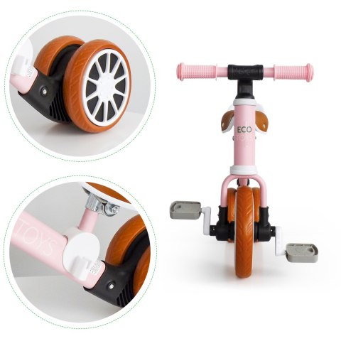 Rower rowerek trójkołowy biegowy z pedałami 2w1 Różowy ECOTOYS Rower rowerek trójkołowy biegowy z pedałami 2w1 Różowy ECOTOYS