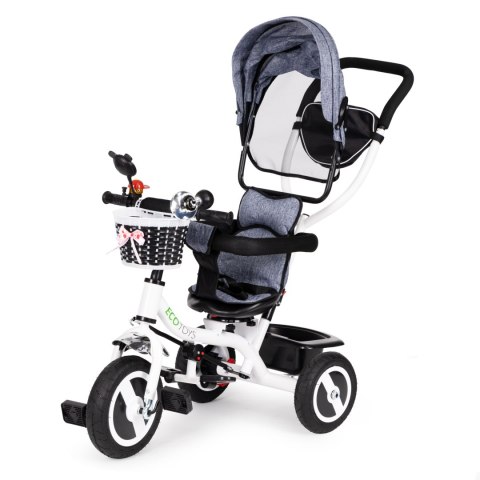 Rower trójkołowy obracany daszek wytrzymałe gumowe koła szary ECOTOYS Rower trójkołowy obracany daszek wytrzymałe gumowe koła szary ECOTOYS