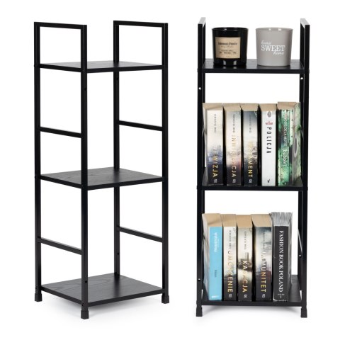 Regał drewniany nowoczesny metalowa rama LOFT 3 półki czarny Regał drewniany nowoczesny metalowa rama LOFT 3 półki czarny