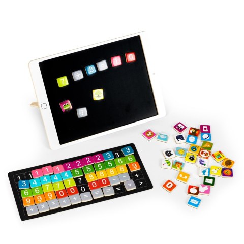 Drewniany tablet edukacyjny tablica magnetyczna kredowa ECOTOYS Drewniany tablet edukacyjny tablica magnetyczna kredowa ECOTOYS
