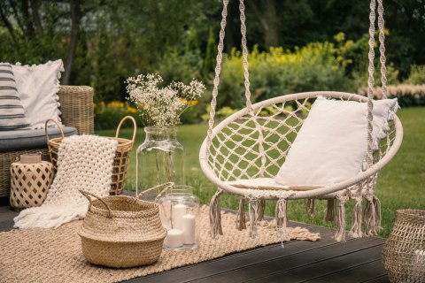 Fotel wiszący Boho huśtawka ogrodowa z poduszką Fotel wiszący Boho huśtawka ogrodowa z poduszką