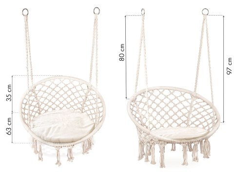 Fotel wiszący Boho huśtawka ogrodowa z poduszką Fotel wiszący Boho huśtawka ogrodowa z poduszką