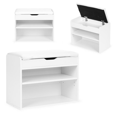 Szafka na buty z otwieranym siedziskiem 2 półki biała ModernHome Szafka na buty z otwieranym siedziskiem 2 półki biała ModernHome