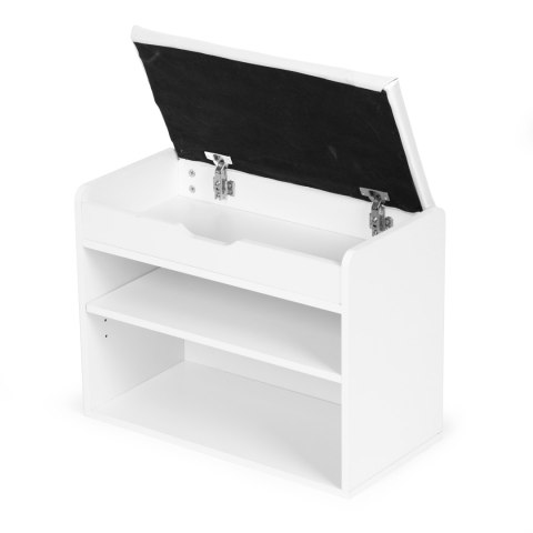 Szafka na buty z otwieranym siedziskiem 2 półki biała ModernHome Szafka na buty z otwieranym siedziskiem 2 półki biała ModernHome