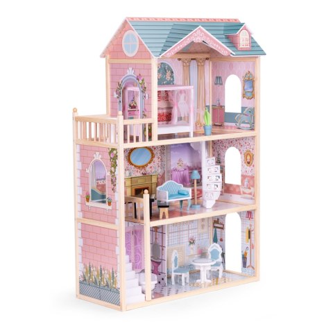 Domek dla lalek duży drewniany 3 piętra 11 mebelków ECOTOYS Domek dla lalek duży drewniany 3 piętra 11 mebelków ECOTOYS