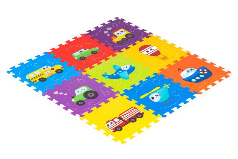 Mata piankowa dla dzieci pojazdy puzzle 9 elementów 86x86cm IPLAY Mata piankowa dla dzieci pojazdy puzzle 9 elementów 86x86cm IPLAY