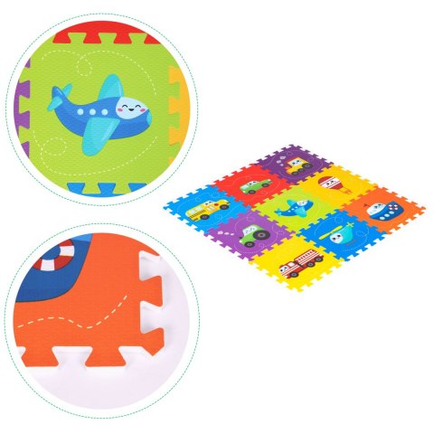 Mata piankowa dla dzieci pojazdy puzzle 9 elementów 86x86cm IPLAY Mata piankowa dla dzieci pojazdy puzzle 9 elementów 86x86cm IPLAY