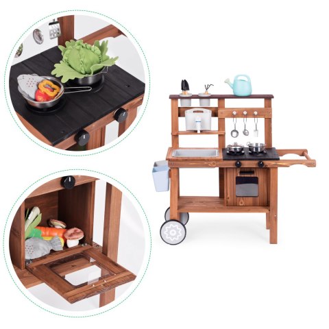 Kuchnia błotna outdoor dla dzieci z akcesroiami drewno jodłowe ECOTOYS Kuchnia błotna outdoor dla dzieci z akcesroiami drewno jodłowe ECOTOYS