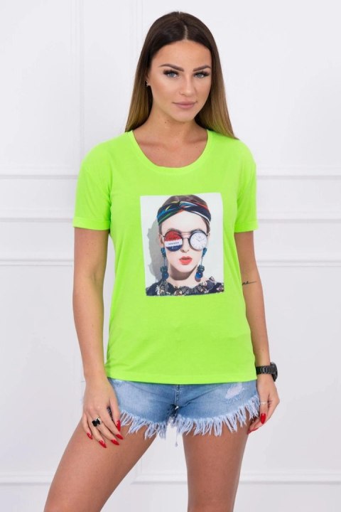 Bluzka z grafiką kobiety zielony neon Bluzka z grafiką kobiety zielony neon