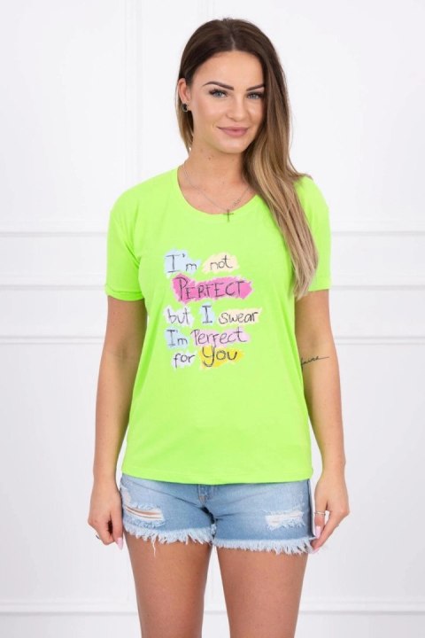 Bluzka z nadrukiem Perfect zielony neon Bluzka z nadrukiem Perfect zielony neon