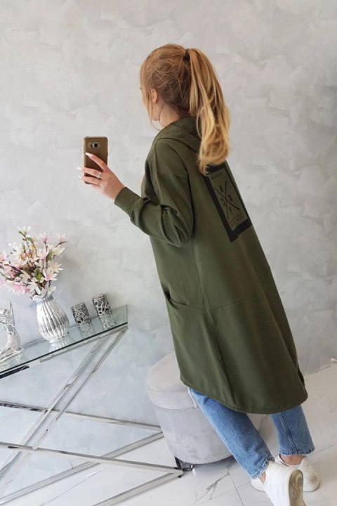 Narzutka z kapturem oversize khaki Narzutka z kapturem oversize khaki