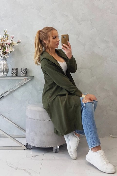 Narzutka z kapturem oversize khaki Narzutka z kapturem oversize khaki