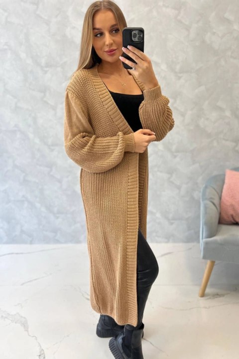 Sweter długi kardigan camelowy Sweter długi kardigan camelowy