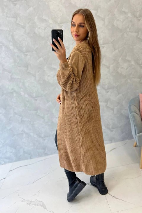 Sweter długi kardigan camelowy Sweter długi kardigan camelowy