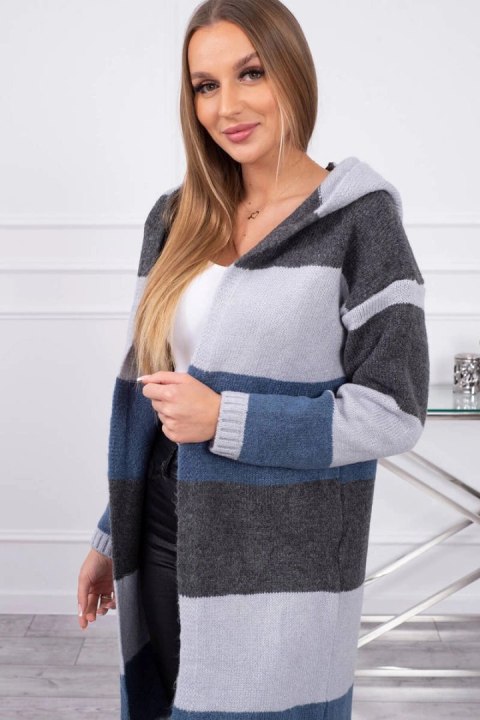 Sweter w pasy trzykolorowy grafitowy+szary+jeans Sweter w pasy trzykolorowy grafitowy+szary+jeans