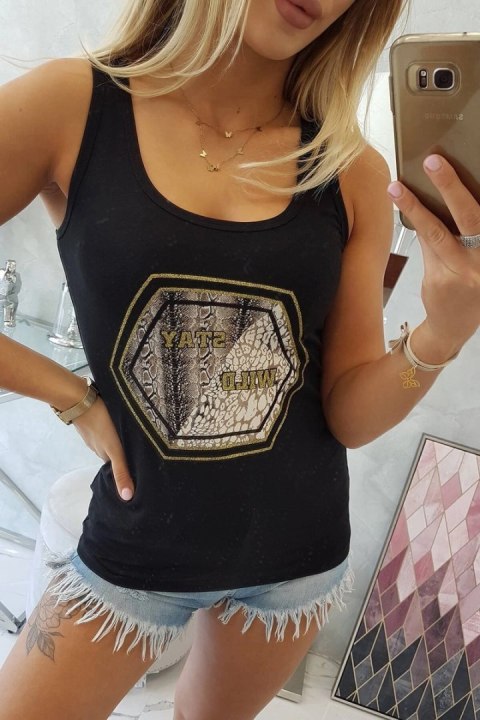 Bluzka z nadrukiem Stay Wild czarna Bluzka z nadrukiem Stay Wild czarna