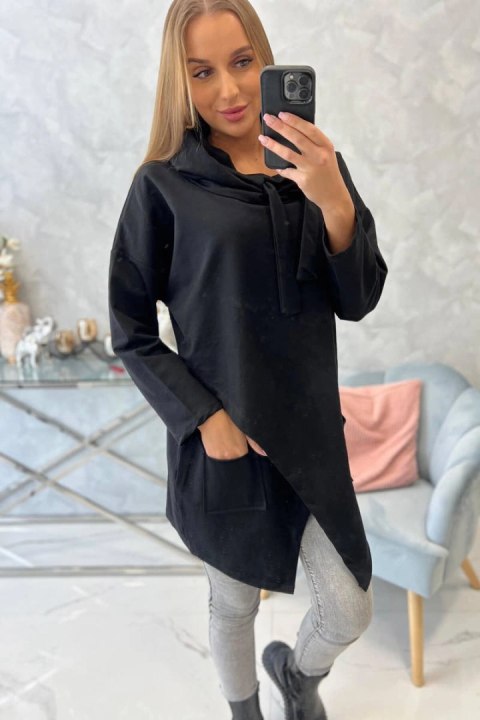 Tunika z kopertowym przodem Oversize czarna Tunika z kopertowym przodem Oversize czarna