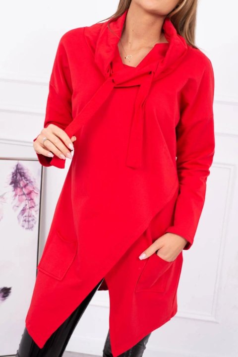 Tunika z kopertowym przodem Oversize czerwona Tunika z kopertowym przodem Oversize czerwona