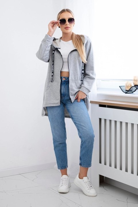 Bluza z dłuższym tyłem i kapturem szara Bluza z dłuższym tyłem i kapturem szara