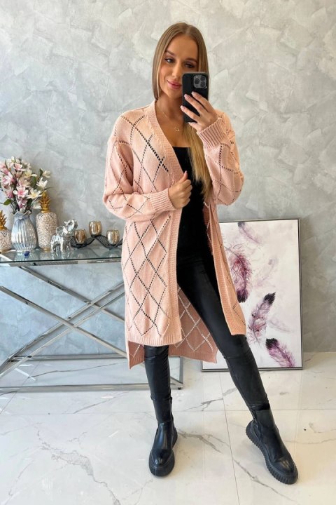 Sweter z geometrycznym wzorem pudrowy róż Sweter z geometrycznym wzorem pudrowy róż