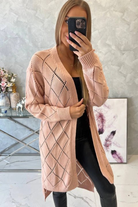 Sweter z geometrycznym wzorem pudrowy róż Sweter z geometrycznym wzorem pudrowy róż