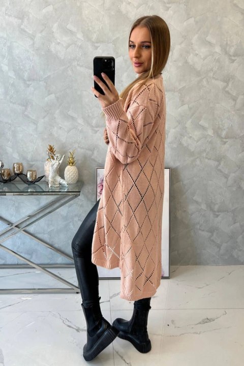 Sweter z geometrycznym wzorem pudrowy róż Sweter z geometrycznym wzorem pudrowy róż
