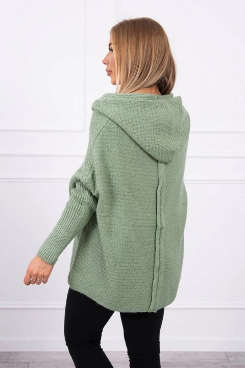 Sweter z kapturem i rękawami typu nietoperz ciemny miętowy Sweter z kapturem i rękawami typu nietoperz ciemny miętowy