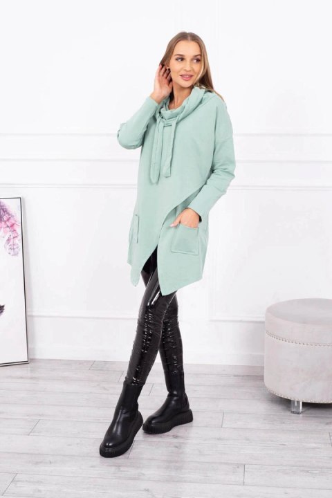 Tunika z kopertowym przodem Oversize ciemno miętowa Tunika z kopertowym przodem Oversize ciemno miętowa