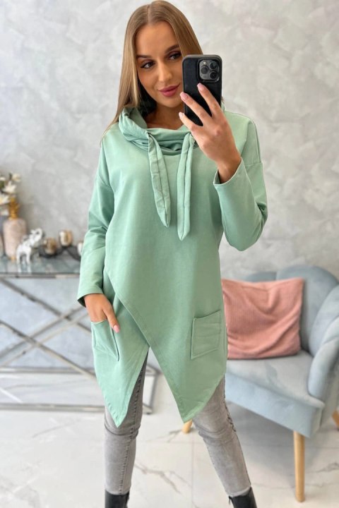 Tunika z kopertowym przodem Oversize ciemno miętowa Tunika z kopertowym przodem Oversize ciemno miętowa
