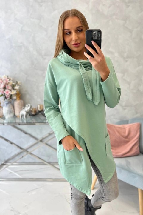 Tunika z kopertowym przodem Oversize ciemno miętowa Tunika z kopertowym przodem Oversize ciemno miętowa