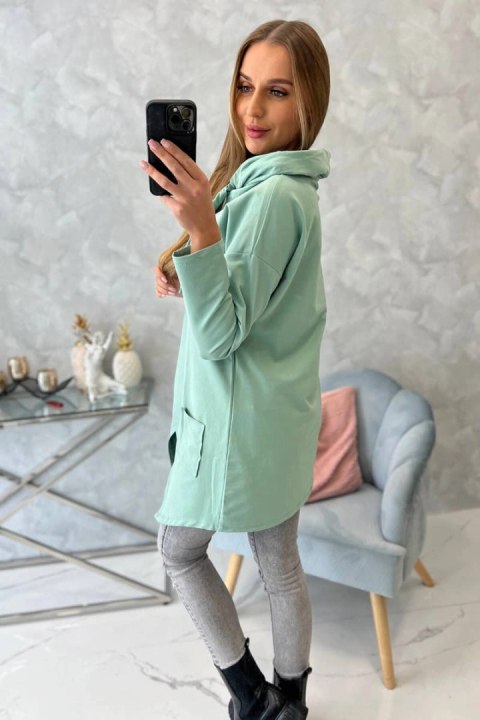 Tunika z kopertowym przodem Oversize ciemno miętowa Tunika z kopertowym przodem Oversize ciemno miętowa