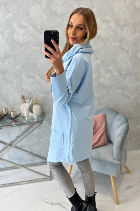 Tunika z kopertowym przodem Oversize błękitna Tunika z kopertowym przodem Oversize błękitna