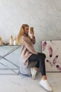 Bluza ocieplana z długim tyłem i kapturem ciemny beżowy