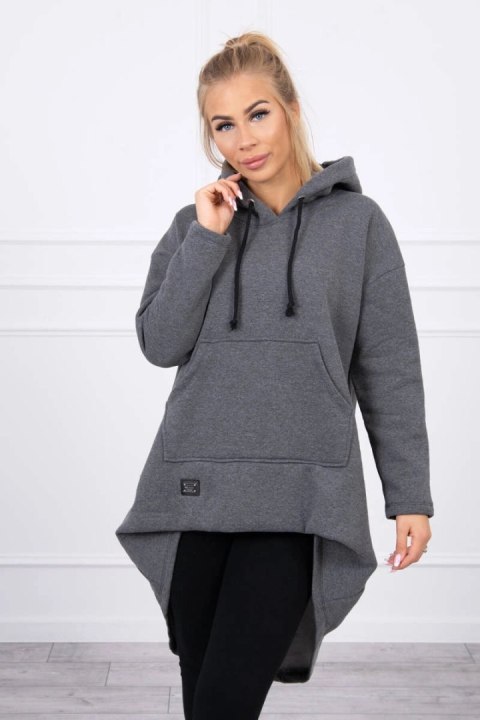 Bluza ocieplana z długim tyłem i kapturem grafitowa Bluza ocieplana z długim tyłem i kapturem grafitowa