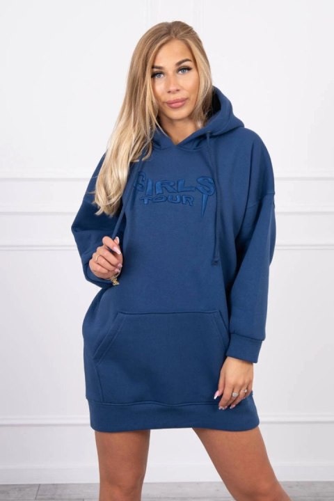 Bluza ocieplana z haftowanym napisem oversize jeansowa Bluza ocieplana z haftowanym napisem oversize jeansowa