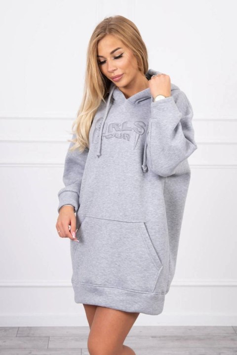 Bluza ocieplana z haftowanym napisem oversize szara Bluza ocieplana z haftowanym napisem oversize szara