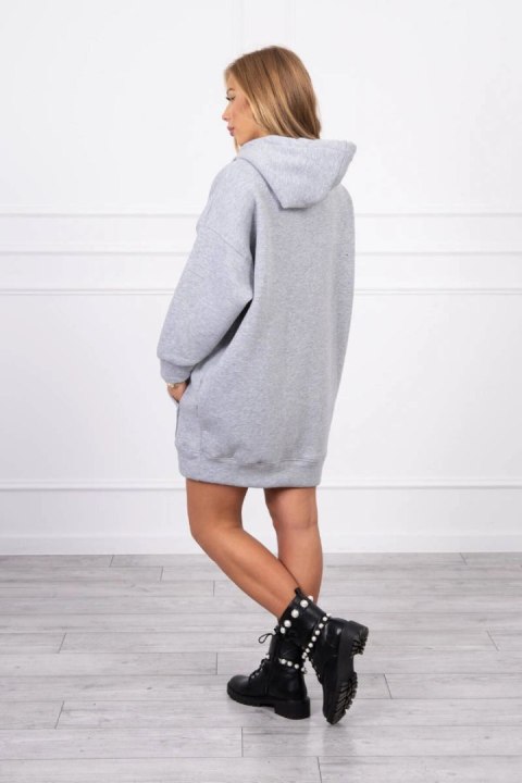 Bluza ocieplana z haftowanym napisem oversize szara Bluza ocieplana z haftowanym napisem oversize szara