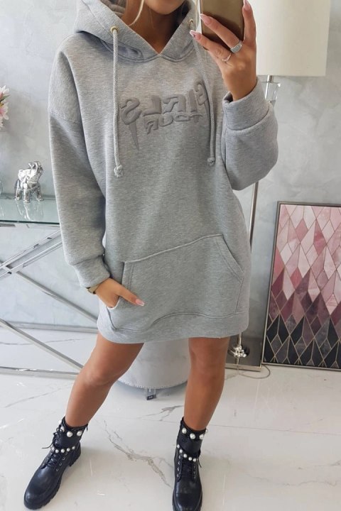 Bluza ocieplana z haftowanym napisem oversize szara Bluza ocieplana z haftowanym napisem oversize szara