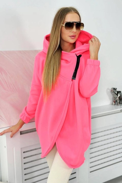 Bluza z krótkim suwakiem różowy neon Bluza z krótkim suwakiem różowy neon