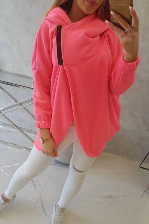 Bluza z krótkim suwakiem różowy neon Bluza z krótkim suwakiem różowy neon