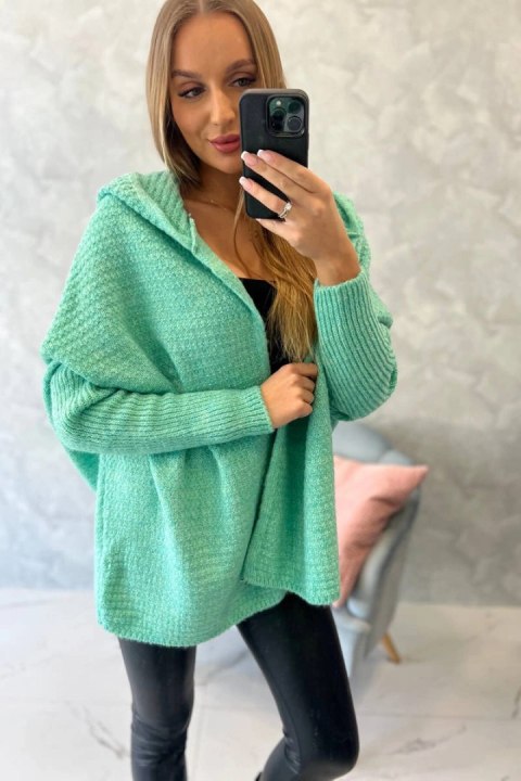 Sweter z kapturem i rękawami typu nietoperz jasno zielony Sweter z kapturem i rękawami typu nietoperz jasno zielony