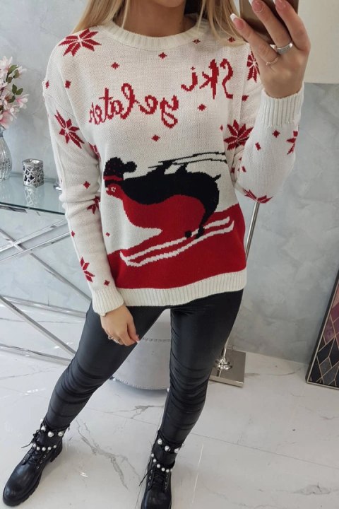 Sweter motywem świątecznym ecru Sweter motywem świątecznym ecru